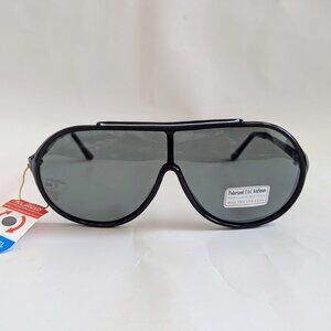 NWT Vintage 90's Plastic One Piece Polarized Sunglasses (S. Black)